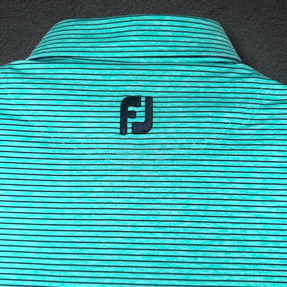 FootJoy Performance Golf Polo Shirt Green Striped Tree Logo Men’s XL